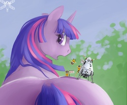 Size: 1500x1250 | Tagged: safe, artist:jhonnyrebel, twilight sparkle, pony, unicorn, g4, bill kerman, bob kerman, butt, crossover, female, flag, jebediah kerman, kerbal space program, landing, looking at you, looking back, looking back at you, looking over shoulder, lunar module, micro, open mouth, plot, surprised, tail, the ass was fat, twibutt, unicorn twilight, wide eyes, withers (anatomy)