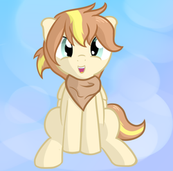 Size: 1280x1271 | Tagged: safe, artist:furrgroup, oc, oc only, oc:norma, pegasus, pony, bandana, cross-eyed, cute, happy, looking at you, open mouth, sitting, smiling, solo