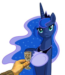 Size: 700x805 | Tagged: artist needed, source needed, safe, princess luna, alicorn, human, pony, g4, alcohol, do not want, hand, parody, poster, propaganda, soviet union, stern, нет