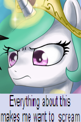 Size: 412x615 | Tagged: safe, artist:zorbitas, edit, princess celestia, g4, 4chan, female, reaction image, solo