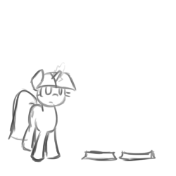 Size: 250x250 | Tagged: artist needed, safe, twilight sparkle, robot, g4, animated, building, female, grin, monochrome, noodle arms, smiling, telekinesis