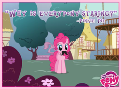 Size: 720x531 | Tagged: safe, pinkie pie, g4, official, female, moustache, my little pony logo, solo