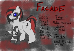 Size: 973x677 | Tagged: safe, artist:facade, oc, oc only, oc:facade, cyborg, fallout equestria, prosthetics, solo, totally not blackjack