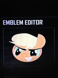 Size: 1936x2592 | Tagged: safe, applejack, g4, call of duty, call of duty: black ops 2, emblem editor, female, hatless, missing accessory, solo