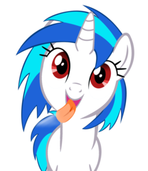 Size: 1280x1482 | Tagged: safe, artist:umbra-neko, dj pon-3, vinyl scratch, pony, g4, female, fourth wall, licking, licking ponies, screen, solo, tongue out