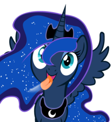 Size: 1593x1725 | Tagged: safe, artist:umbra-neko, princess luna, alicorn, pony, g4, cute, female, fourth wall, licking, licking ponies, lunabetes, screen, silly, silly pony, simple background, solo, tongue out, transparent background, vector