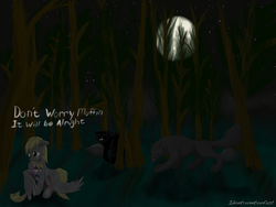 Size: 8000x6000 | Tagged: safe, artist:idontrunntoofast, derpy hooves, dinky hooves, pegasus, pony, g4, absurd resolution, crying, female, field, mare, night, sad, scared