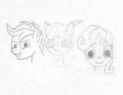 Size: 6560x5088 | Tagged: safe, artist:idontrunntoofast, apple bloom, scootaloo, sweetie belle, g4, absurd resolution, cutie mark crusaders, sketch