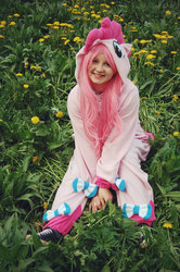 Size: 851x1280 | Tagged: safe, artist:yotsubanoclover, pinkie pie, human, g4, clothes, craft, irl, irl human, kigurumi, onesie, photo, solo