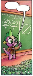 Size: 341x777 | Tagged: safe, artist:agnes garbowska, idw, official comic, spike, bee, dragon, g4, micro-series #9, my little pony micro-series, spoiler:comic, exploitable, glasses, male, professor, professor spike, sea beasts, speech bubble