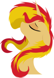 Size: 750x1080 | Tagged: safe, artist:rariedash, sunset shimmer, pony, unicorn, g4, bust, eyes closed, female, floppy ears, horn, lineless, mare, portrait, profile, simple background, solo, transparent background