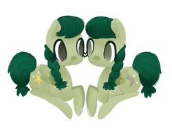 Size: 1600x1200 | Tagged: safe, artist:grandifloru, oc, oc only, pony, duo, paw paw, paw paw twins, simple background, twins, white background