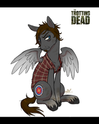 Size: 693x871 | Tagged: safe, artist:pandadox, pony, crossover, daryl dixon, norman reedus, ponified, solo, the walking dead