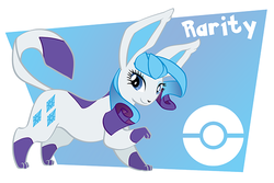 Size: 599x400 | Tagged: safe, artist:toyoll, rarity, glaceon, g4, female, pokefied, pokémon, solo, species swap