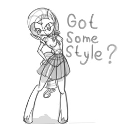 Size: 4096x4096 | Tagged: safe, rarity, anthro, g4, absurd resolution, female, monochrome, sketch, solo