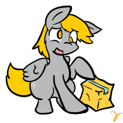 Size: 900x900 | Tagged: safe, artist:zutcha, derpy hooves, pegasus, pony, g4, female, mare, package, solo