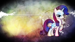 Size: 2560x1440 | Tagged: safe, artist:aloopyduck, artist:mysteriouskaos, rarity, pony, unicorn, g4, abstract background, female, mare, raised hoof, solo, vector, wallpaper