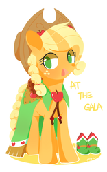 Size: 500x800 | Tagged: safe, artist:sion, applejack, g4, clothes, dress, female, gala dress, simple background, solo