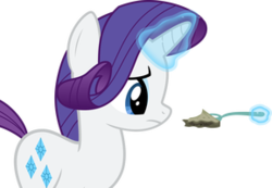 Size: 289x200 | Tagged: safe, rarity, pony, unicorn, g4, bleh, female, fork, magic, pie, simple background, solo, transparent background