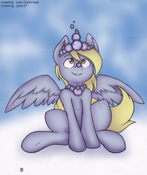 Size: 657x780 | Tagged: safe, artist:jobo37, artist:joey darkmeat, derpy hooves, alicorn, pegasus, pony, g4, alicornified, colored, derpicorn, female, mare, princess derpy, race swap, solo