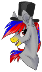 Size: 668x1125 | Tagged: safe, artist:haventide, oc, oc only, pony, bust, hat, male, retro pixel, solo, stallion, top hat