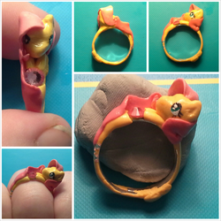 Size: 1024x1024 | Tagged: safe, artist:silk-locket, fluttershy, g4, customized toy, female, irl, jewelry, photo, ring, solo