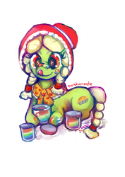 Size: 496x701 | Tagged: safe, artist:scarlet-songstress, granny smith, g4, female, food, solo, working, young granny smith, zap apple jam