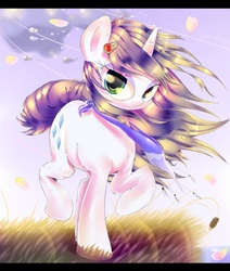 Size: 1881x2218 | Tagged: safe, artist:carligercarl, rarity, pony, unicorn, g4, clip-on earring, clothes, female, grass, loose hair, scarf, solo, windswept mane