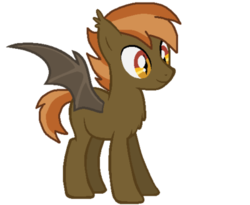 Size: 400x328 | Tagged: dead source, safe, artist:shaymiinx07, button mash, bat pony, pony, g4, batton mash, buttonbetes, colt, cute, foal, male, race swap, simple background, smiling, solo, spread wings, standing, transparent background