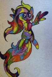 Size: 720x1080 | Tagged: safe, artist:queenofblu, fluttershy, g4, female, solo, traditional art