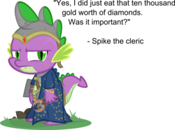 Size: 4088x3028 | Tagged: safe, artist:jittery-the-dragon, spike, dragon, g4, cleric, dungeons and dragons, male, pathfinder, simple background, solo, transparent background