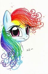 Size: 327x508 | Tagged: safe, artist:prettypinkpony, rainbow dash, pegasus, pony, g4, female, portrait, solo, traditional art