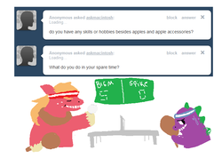 Size: 713x508 | Tagged: safe, big macintosh, spike, earth pony, pony, ask big macintosh, g4, ask, askmacintosh, male, ping pong, stallion, table tennis, tumblr