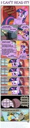 Size: 764x3203 | Tagged: safe, artist:ponymaan, discord, twilight sparkle, alicorn, pony, g4, binoculars, book, comic, female, letter, mare, prank, suspense, sweat, twilight sparkle (alicorn)