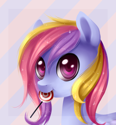 Size: 769x825 | Tagged: safe, artist:ghst-qn, oc, oc only, oc:glittering cloud, pegasus, pony, candy, food, lollipop, mouth hold, solo