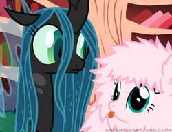 Size: 650x500 | Tagged: safe, artist:mixermike622, queen chrysalis, oc, oc:fluffle puff, tumblr:ask fluffle puff, g4