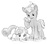 Size: 551x488 | Tagged: safe, artist:alloyrabbit, button mash, sweetie belle, pony, g4, building, colt, duo, female, filly, foal, giant button mash, giant pony, macro, male, monochrome