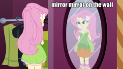 Size: 960x540 | Tagged: safe, fluttershy, equestria girls, g4, caption, female, implied selfcest, solo
