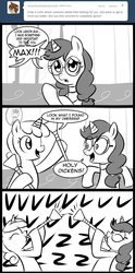 Size: 700x1416 | Tagged: safe, artist:madmax, oc, oc only, oc:bitchdancer, oc:madmax, pony, unicorn, madmax silly comic shop, ask, comic, female, mare, musical instrument, this will end in deafness, tumblr, vuvuzela
