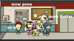 Size: 1280x720 | Tagged: safe, fluttershy, pony, g4, doge, emulation, meme, nintendo, ponies riding ponies, pony hat, riding, scribblenauts unlimited, self ponidox, self riding, video game, wii u