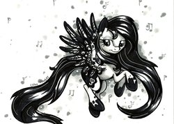 Size: 1057x756 | Tagged: safe, artist:frostykat13, oc, oc only, black and white, black melody, grayscale, monochrome, solo