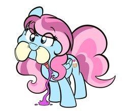 Size: 989x867 | Tagged: safe, artist:psychoon, oc, oc only, pegasus, pony, cooking, female, frosting, mare, mouth hold, solo