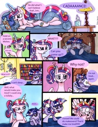 Size: 1696x2196 | Tagged: safe, artist:frostykat13, princess cadance, twilight sparkle, g4, comic, filly, phone, traditional art