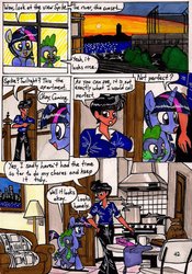 Size: 748x1068 | Tagged: safe, artist:newyorkx3, spike, twilight sparkle, oc, oc:tommy, alicorn, human, pony, comic:twilight and the big city, g4, comic, female, mare, non-mlp oc, self insert, traditional art, twilight sparkle (alicorn)