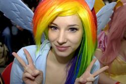 Size: 1024x685 | Tagged: safe, artist:enjinight, rainbow dash, human, g4, cosplay, irl, irl human, photo