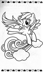 Size: 480x800 | Tagged: safe, rainbow dash, g4, coloring book, female, monochrome, solo