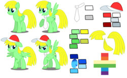 Size: 1050x650 | Tagged: safe, artist:viva reverie, oc, oc only, oc:viva reverie, pegasus, pony, g4, female, happy, hat, immatoonlink, mare, necktie, reference sheet, show accurate, simple background, smiling, transparent background