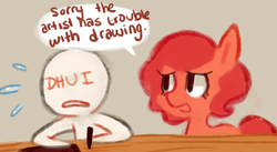 Size: 500x274 | Tagged: dead source, safe, artist:dhui, pinkie pie, human, g4, artist, ask, dialogue, drawing, tired pie