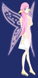 Size: 472x969 | Tagged: safe, artist:jonfawkes, fluttershy, fairy, human, g4, artificial wings, augmented, clothes, fairy wings, female, humanized, light skin, magic, magic wings, skirt, solo, wing ears, wings, winx club