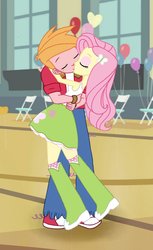 Size: 699x1141 | Tagged: dead source, safe, artist:asdf314159265, big macintosh, fluttershy, human, equestria girls, g4, clothes, duo, female, humanized, kiss on the lips, kissing, male, ship:fluttermac, shipping, skirt, straight, tank top